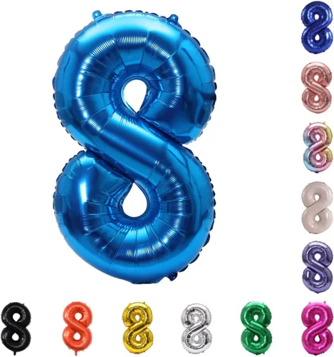 Miniatura 16 de YPSelected Globo grande de 32 pulgadas de helio con números 0-9 de papel de aluminio azul para cumpleaños, bodas y fiestas (Azul, 3)