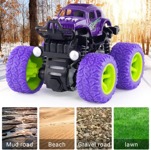 Miniatura 4 de Lonandy - Juguetes de Monster Truck para niños - Autos de inercia de empuje y marcha juguetes de acrobacias para niños pequeños de 3 a 8 años