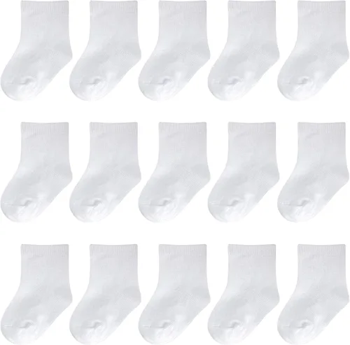 Calcetines para bebé, calcetines blancos para recién nacidos y bebés, paquete de 15 (0-33-66-12 meses), bautismo y bautizo, niñas y niños