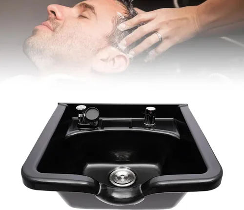 Miniatura 9 de Lavabo de champú de plástico con altura ajustable para salón de belleza, cuenco de lavado de peluquería, lavabo móvil para peluquería con manguera