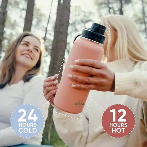 Miniatura 9 de Hydrapeak - Botella de agua de 32 onzas, con tapa Chug, reutilizable, de acero inoxidable, a prueba de fugas, aislamiento térmico al vacío de doble