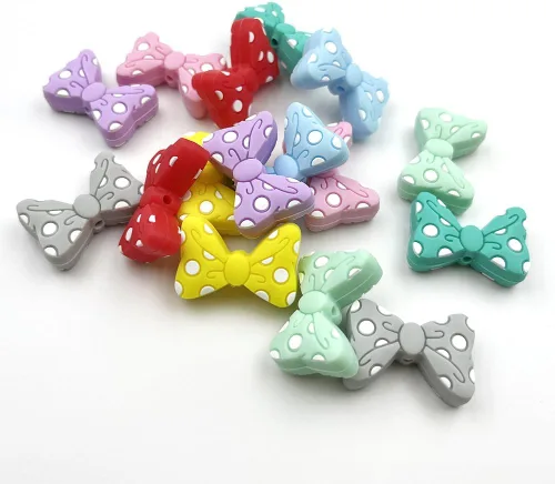Miniatura 4 de 16 cuentas de lazo de silicona con forma de lazo, cuentas focales con forma de lazo para bolígrafos, llavero, fabricación de pulseras, fabricación