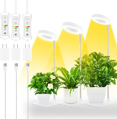 Miniatura 20 de yadoker Luz de cultivo de plantas, luz LED de espectro completo para plantas de interior, altura ajustable, temporizador automático, bajo voltaje