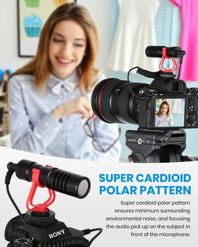 Miniatura 3 de Moukey MCM-1 - Micrófono para cámara réflex digital, cámara de vídeo externa con micrófono para teléfono, smartphone, Vlogging, Canon/Nikon/Sony