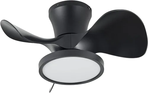 Miniatura 16 de ocioc Ventilador de techo silencioso con luz LED, motor de CC de 32 pulgadas, control remoto de gran volumen de aire, nogal para cocina, dormitorio