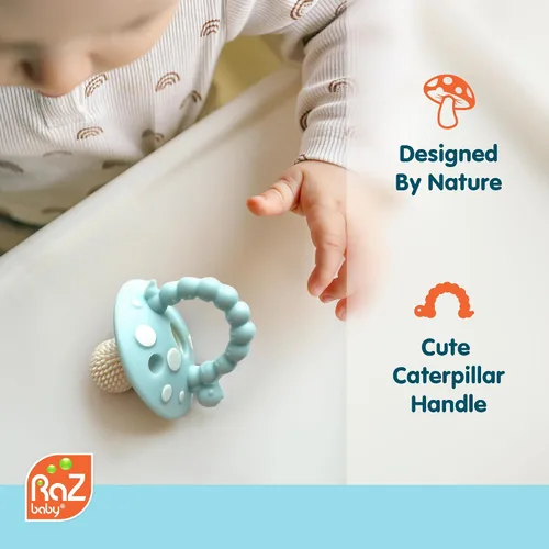Miniatura 3 de RaZbaby - Mordedor de silicona suave para bebés de 3 meses o más, con cerdas masajeadoras para aliviar la dentición, chupete de dentición, calma