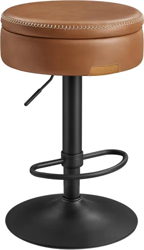 Miniatura 10 de VASAGLE Colección EKHO Taburete de bar giratorio de 360°, taburete de bar ajustable en altura con almacenamiento, cuero sintético con costuras