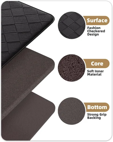 Miniatura 6 de Color&Geometry Tapetes acolchados antifatiga para cocina, 17 x 71 pulgadas, alfombra de pasillo largo antideslizante impermeable, alfombrilla Negro