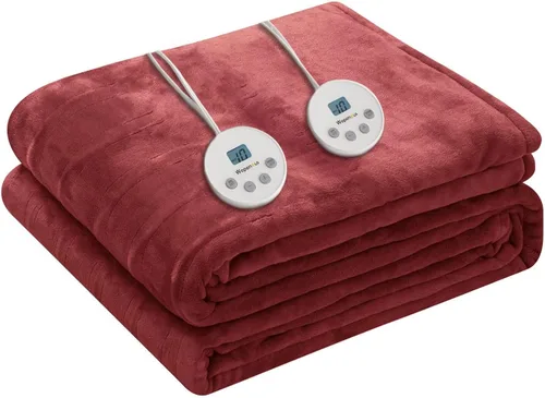 Miniatura 25 de Wapaneus Manta térmica eléctrica con bolsillo para los pies, con 10 niveles de calefacción y 4 ajustes de temporizador, 4 horas de apagado