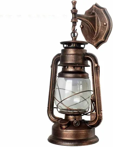 Miniatura 11 de Farol de pared con acabado de pátina oxidado, farol antiguo exterior para porche, lámpara de pared impermeable, lámpara de montaje en pared, lámpara