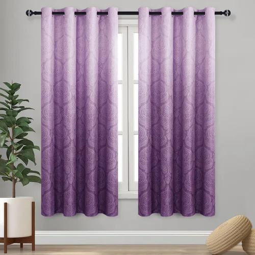 Miniatura 112 de DWCN - Cortinas blackout para dormitorio, diseño de damasco con aislamiento térmico y ojales, para sala de estar, juego de 2 paneles de cortina Gris