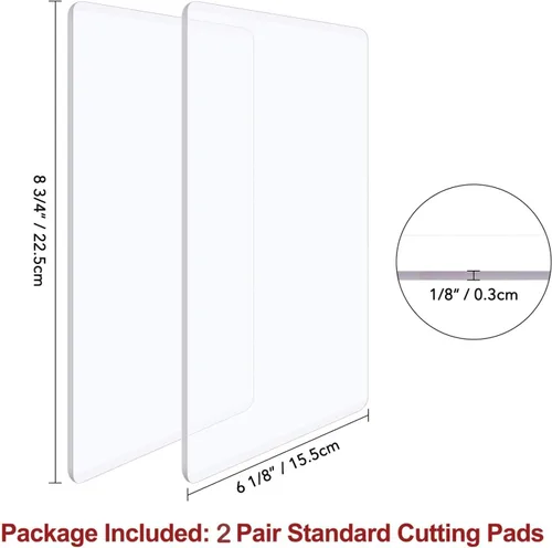 Miniatura 2 de BAOFALI 4 piezas/2 pares de almohadillas de corte estándar para máquina de troquelar; placas de corte de plástico de policarbonato transparente
