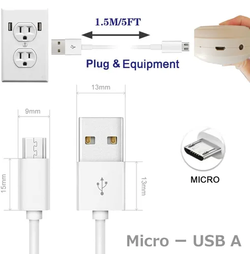 Miniatura 3 de Yogasleep - Cable de carga micro USB de 5 pies compatible con Yogasleep Hushh, máquina portátil de ruido blanco para bebé, máquina de ruido blanco