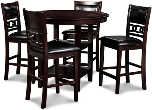 Miniatura 18 de New Classic Furniture Gia - Juego redondo de 5 piezas de altura de mostrador con 1 mesa de comedor y 4 sillas, 42 pulgadas, marrón