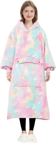 Miniatura 53 de KFUBUO Manta portátil con capucha de sherpa para niños, todos los patrones, sudadera de gran tamaño con bolsillo, regalos de cumpleaños para niñas
