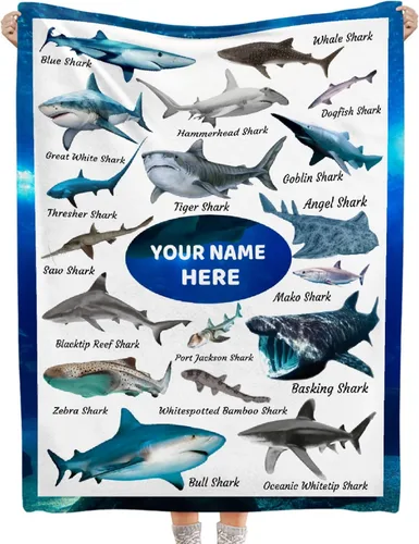 Miniatura 9 de Manta de regalo de tiburón para niños, niñas y amantes de los tiburones, súper suave, ligera y cálida para sala de juegos, cama y campamento, 30 x