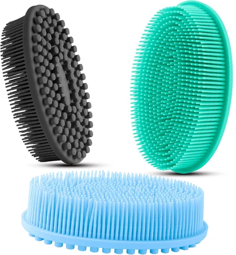 Miniatura 12 de Paquete de 3 unidades de esponja de silicona suave, exfoliante corporal de silicona suave, cepillo corporal de silicona para baño y ducha