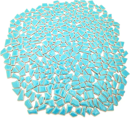 Miniatura 24 de Azulejos de mosaico de cerámica irregulares de 1.1 libras, piezas de mosaico, piedras para hacer mosaicos, manualidades, pasatiempos, artes, Amarillo