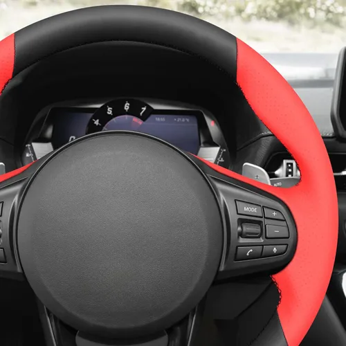 Miniatura 3 de MEWANT Funda cosida a mano para volante de automóvil para Toyota GR Supra 2020-2024, accesorios para volante para Toyota GR Supra 2020-2024