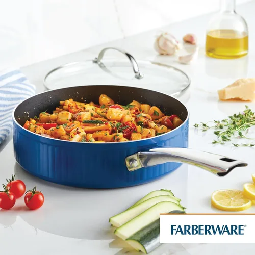 Miniatura 7 de Farberware Style - Sartén antiadherente con tapa, apta para lavavajillas, 3 cuartos de galón, color azul