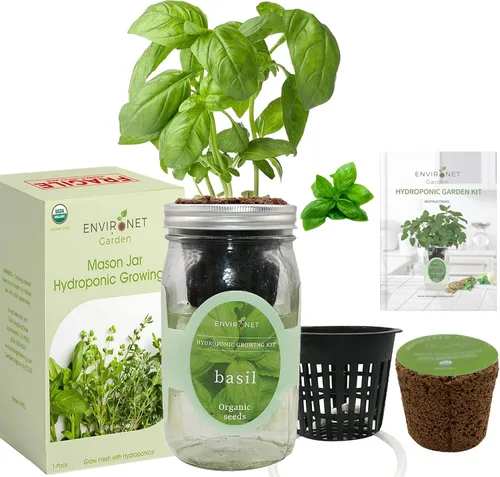 Miniatura 2 de Kit de Cultivo Hidropónico, Kit de Inicio de Jardín de Hierbas en Frasco Mason con Autoriego para Interiores, Jardín de Hierbas para Alféizar