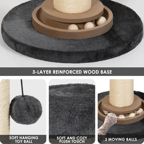 Miniatura 4 de Poste rascador para gatos resistente, 35 pulgadas de alto, torre de árbol para gatos con bola colgante para gatos de interior y adultos, poste