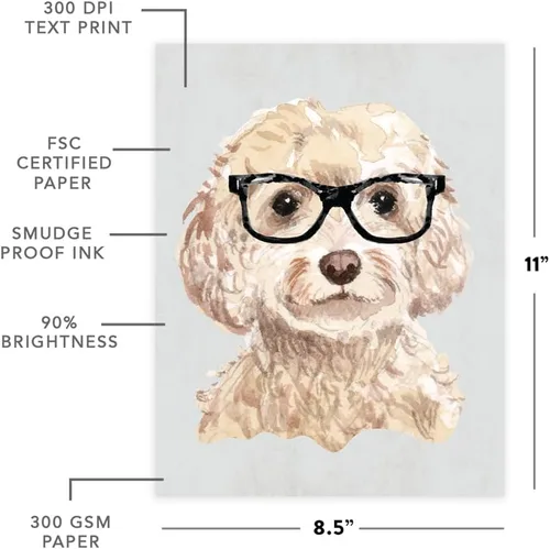 Miniatura 58 de Andaz Press Póster impreso para pared de perro, 8.5 x 11 pulgadas, Bulldog inglés con gafas negras, 1 paquete, regalo de cumpleaños de Navidad, sin