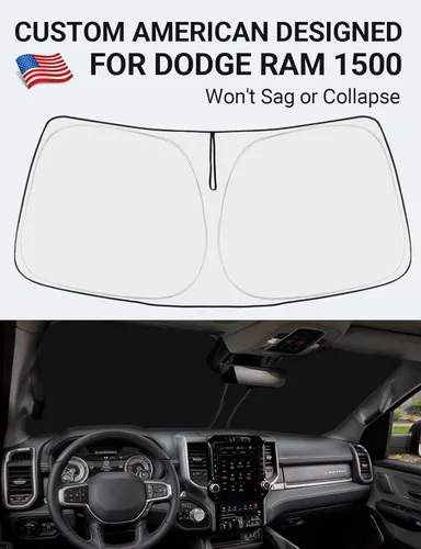 Miniatura 2 de Proadsy Parasol para parabrisas actualizado 2025, ajuste personalizado Dodge RAM 1500 2Dr 2019-2024 2025, 4 capas, plegable, protector de parasol
