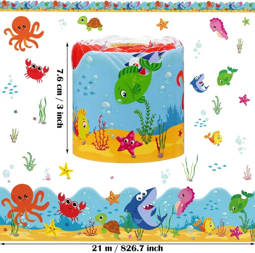 Miniatura 2 de Panelee Borde Bajo el Mar 68.9 Pies Borde de Tablero de Anuncios Mariposas Flores Abeja Espacio Decoración Inspiradora Linda para Tableros