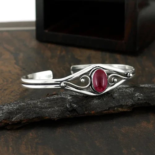 Miniatura 5 de Natural Gemstone Cuff Bangle Bracelets for Women Handmade Statement Birthstone Jewelry Adjustable Size for Perfect Fit Gift for Birthdays