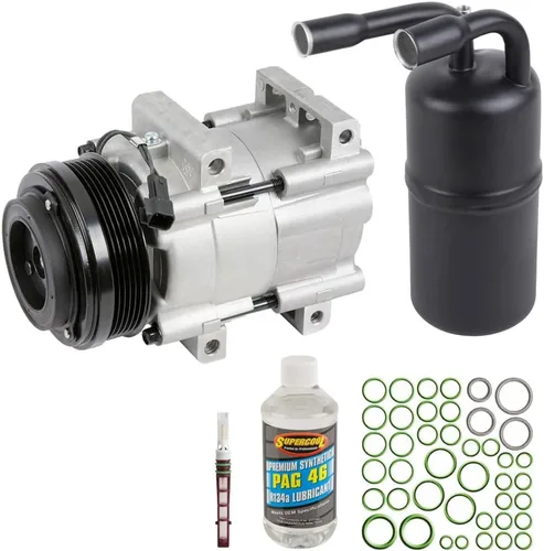 Kit de compresor de CA y A/C para Ford Mustang V6 2007 2008 2009 S197 - Incluye secador, válvula de expansión, aceite PAG y juntas tóricas! -