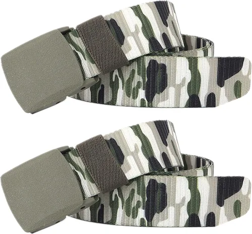 Miniatura 28 de Cinturón para hombre, cinturón táctico militar de nailon con hebilla sin metal, paquete de 2 Camuflaje verde y camuflaje caqui