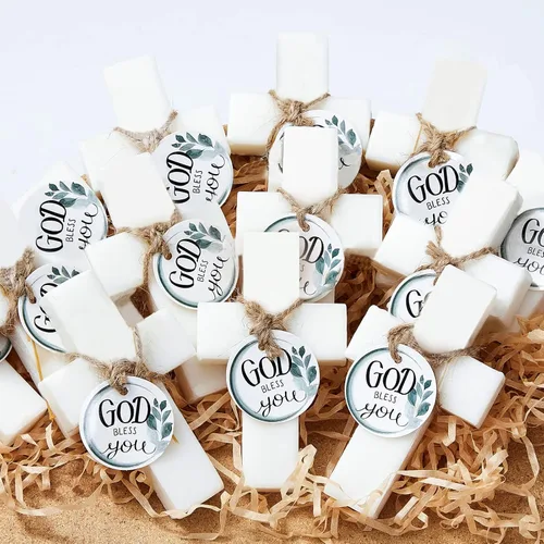 24 piezas de regalos de bautismo para invitados, jabón cruzado, regalos de jabón de baby shower, jabones perfumados, regalos de primera comunión