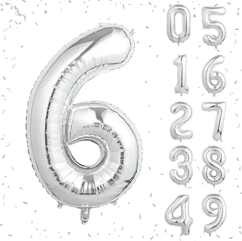 Miniatura 44 de Globos de números azul claro de 40 pulgadas, globos de aluminio de Mylar con helio para cumpleaños, globo número 6 para decoración de fiestas