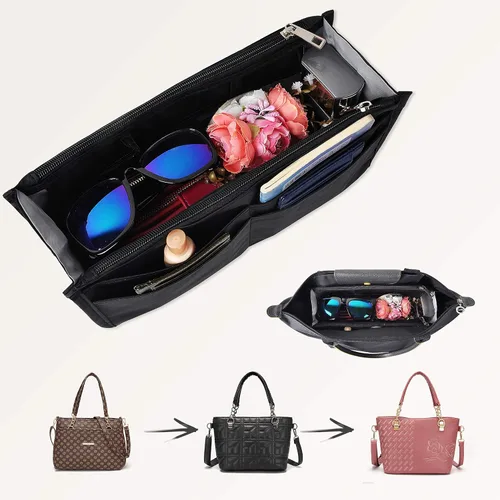 Miniatura 56 de Bolso de mano estilo cartera de Vercord para mujer con organizador incorporado, estampado bien definido, con manijas y cremallera, tamaño 2
