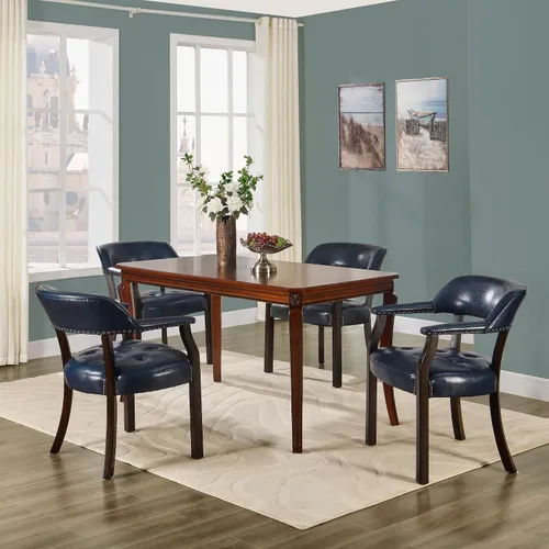 Miniatura 2 de Sillas de comedor con tapizados y brazos, silla de escritorio de oficina con remaches de metal. Sillas de capitán de jefe de PU, taburetes
