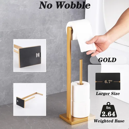 Miniatura 3 de GERZWY Titular de papel higiénico dorado con reserva SUS 304 Soporte de acero inoxidable Soporte de toalla de papel moderno DZY022-BE