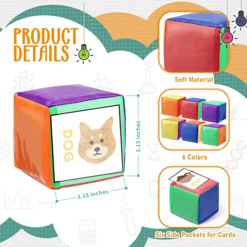 Miniatura 2 de 8 dados educativos de 3.15 pulgadas, cubos de bolsillo para enseñanza, dados grandes de espuma transparente para el aula de niños, cubo suave de 6