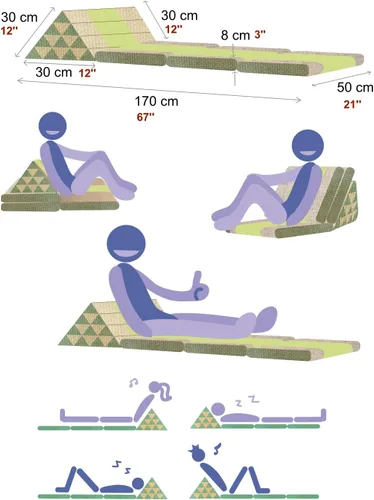 Miniatura 2 de Leewadee - Cómodo colchón japonés para piso - Cama tailandesa para piso con cojín triangular - Colchón futón - Estera de masaje tailandesa, 67 x 21