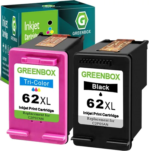 GREENBOX Cartucho de tinta remanufacturado 62 de repuesto para HP 62XL 62 XL para HP Envy 7640 5660 5540 5640 5642 7645 5549 Officejet 5740 5741
