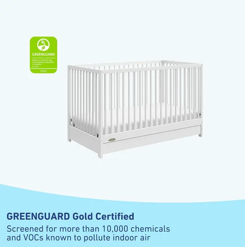 Miniatura 6 de Cuna convertible 5 en 1 con cajón Teddi de Graco (blanco) – Certificado GREENGUARD Gold, combinación de cuna con cajón, cajón de almacenamiento