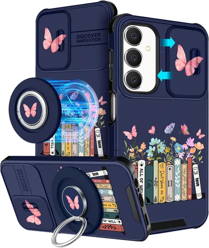Miniatura 54 de Funermei Funda para teléfono Samsung Galaxy A15 5G - [2 en 1] Funda para teléfono de mujeres lindas chicas, diseño femenino de mariposa negra