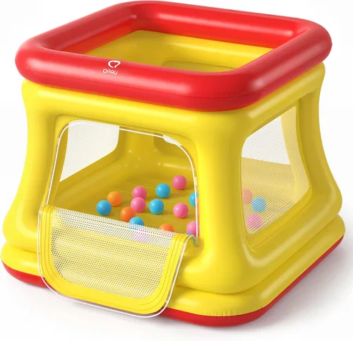 Miniatura 8 de QPAU Casa inflable 3 en 1 para niños pequeños de 1 a 3 años, piscina de pelotas y trampolín, casa inflable con red de seguridad, gorila de burbujas