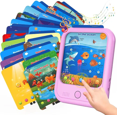 Miniatura 7 de Tableta de aprendizaje educativo para niños, juguete educativo para aprender alfabetos, colores, números, alimentos, parque jurásico, animales