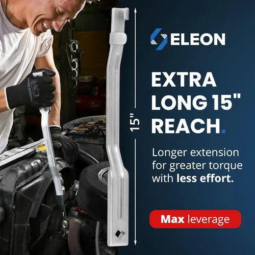 Miniatura 2 de Barra de herramienta extensora de llave Rhino - Extensión de llave extra larga de 15 pulgadas para máxima palanca - Multiplicador de par con guantes