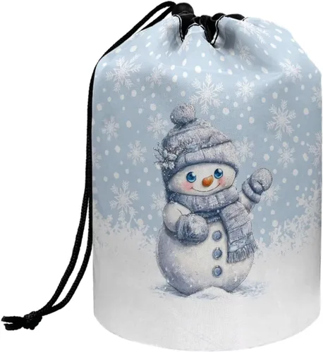 Miniatura 39 de Poceacles Bolsa de maquillaje con cordón, estuche portátil para cosméticos, bolsa de aseo de viaje, organizador de barril, bolsa de almacenamiento