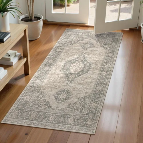 Miniatura 56 de Lahome Alfombra oriental lavable de área pequeña, 2 x 3 pies, para entrada, cocina, ultra fina, suave, tapete antideslizante para puerta de Azul