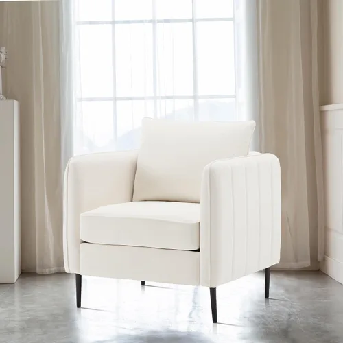 Miniatura 6 de Silla decorativa moderna, sillón de terciopelo esmerilado suave, silla tapizada con patas de carne, cómoda silla de lectura con reposabrazos anchos