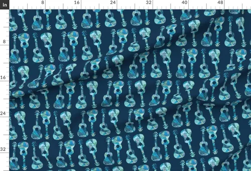 Miniatura 2 de Spoonflower Tela - Ukelele, hawaiano, acuarela, azul, música, isla, océano, Hawaii, impreso en tela de gasa Fat Quarter - Costura de ropa de moda