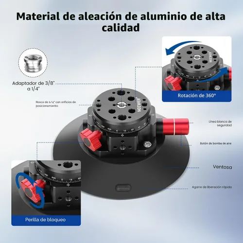 Miniatura 8 de NEEWER Soporte de ventosa para cámara de 6 pulgadas con brazo mágico de cabeza de bola, soporte de ventosa de metal en el tablero del parabrisas